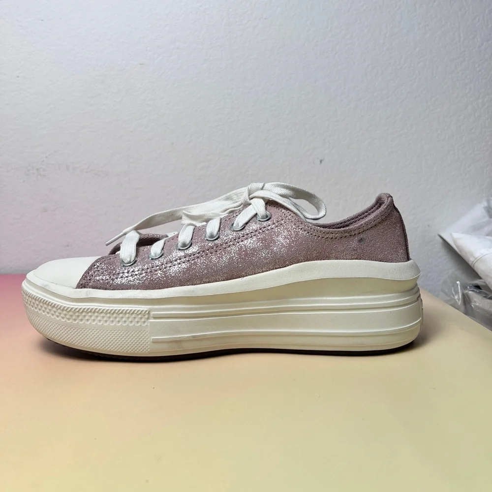 Converse Chuck Taylor All Star Platform Sneakers Metallic‎ Pink Silver Size 8.5 - Picture 7 of 10